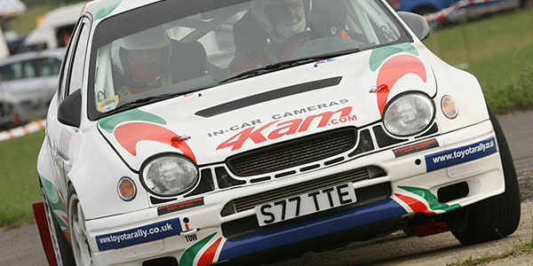 4Kam in-car cameras sponsored rally car.