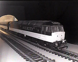 Tunnel camera on model railway video camera in tunnel